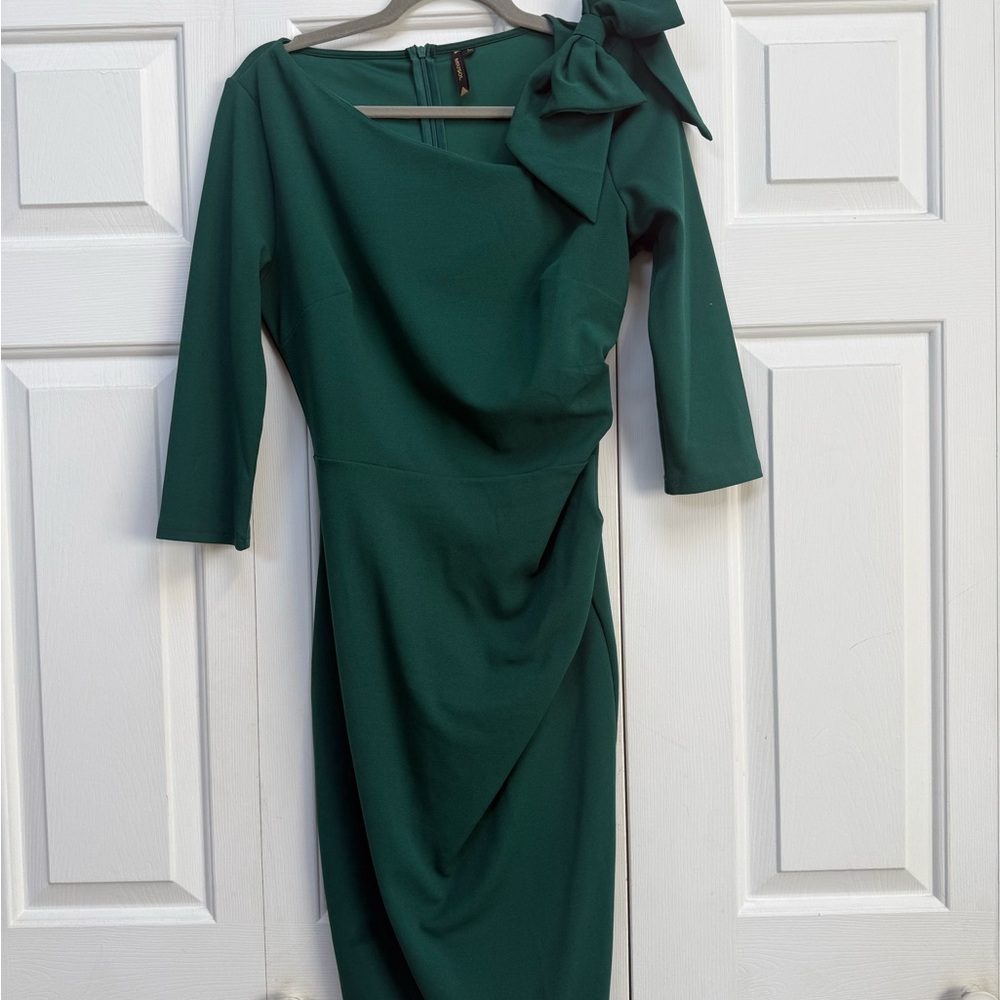 Miusol Asymmetrical Green Dress with Bow